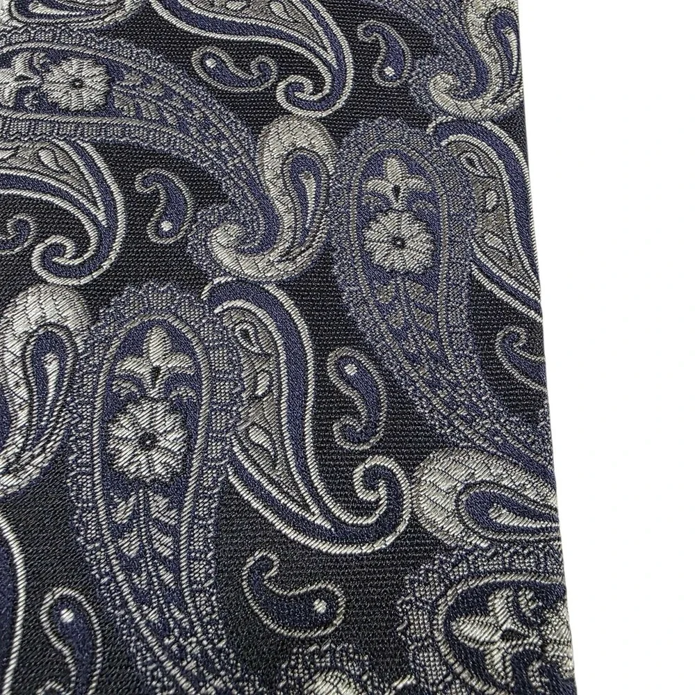 CANALI Paisley Silk Tie Black Silver Made‎ in Italy Men's Formal Luxury Power